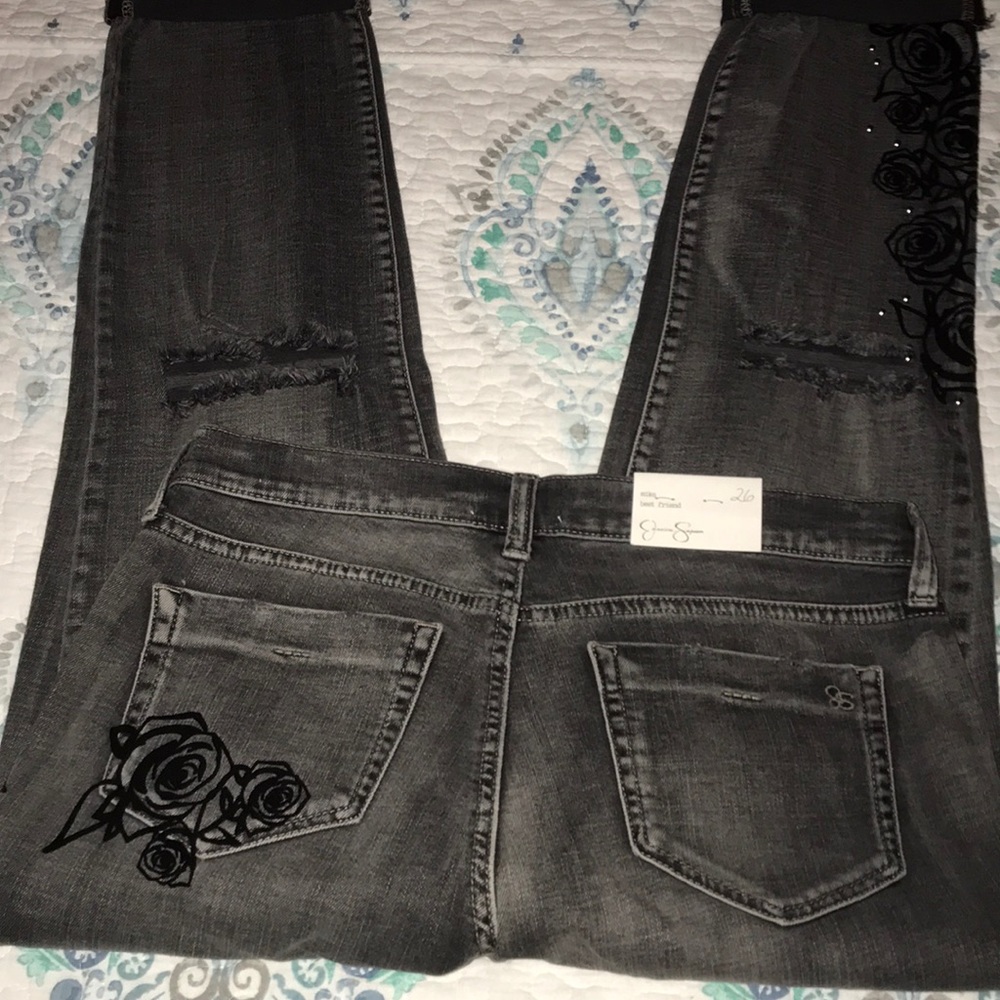 SOLD- NWT Jessica Simpson Black Destructed Jeans - Picture 3 of 8